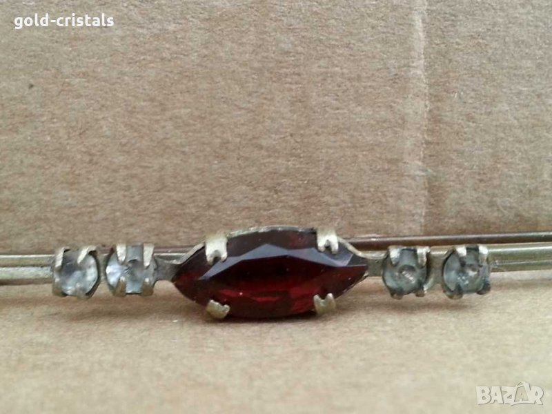 Антикварна брошка игла с гранат, снимка 1
