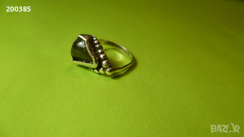 Старинен сребърен пръстен с естествен камък, снимка 1