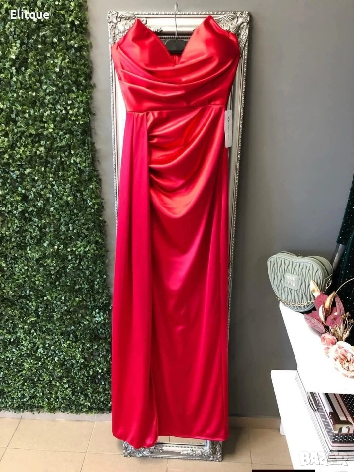 ⭐️Дълги сатенени рокли с цепка, снимка 1