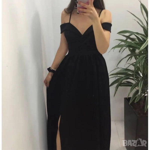 официални рокли с паднали рамене и цепка , снимка 1