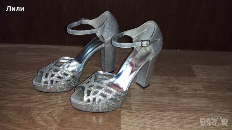 Бални обувки с висок ток в сребрист цвят Kemal Tanca, снимка 1