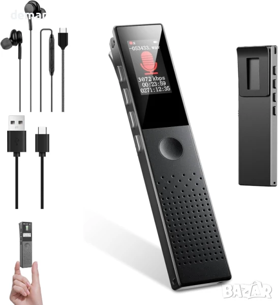 Гласов цифров рекордер с AI шумопотискане, възпроизвеждане, MP3 плейър, снимка 1