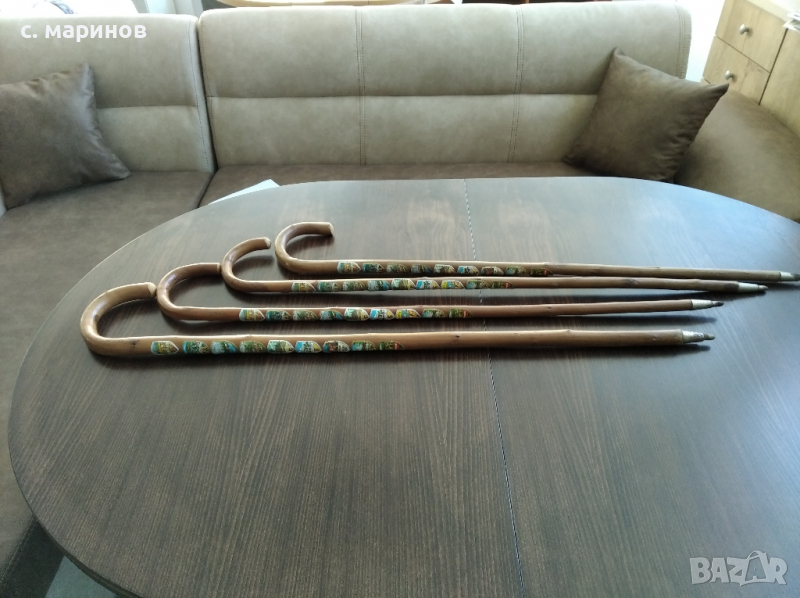 Тиролски туристически бастуни със значки 4 бр., снимка 1