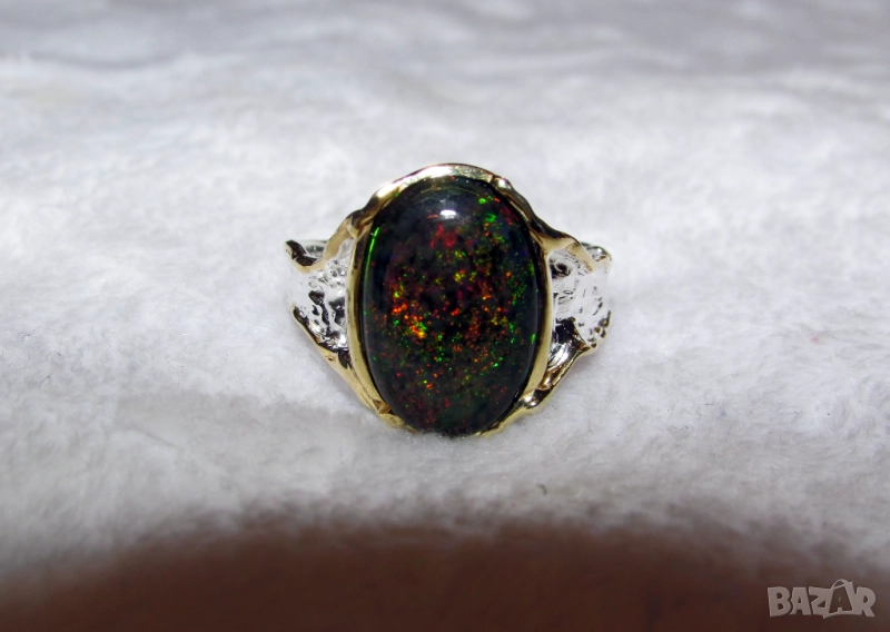 925 сребърен пръстен с огнен опал 16х11мм подходящ за подарък, снимка 1