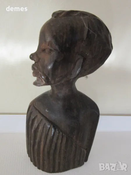 Глава на мъж-фигура от абанос от Гана, Африка, снимка 1