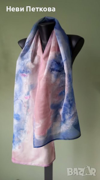 Рисуван копринен шал ЛУНЕН КАМЪК, снимка 1