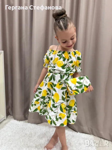 🍋Свежа рокля с чанта 🍋 Размери-4г.6г.8г.10г.12г.14г. Цена-38 лв, снимка 1