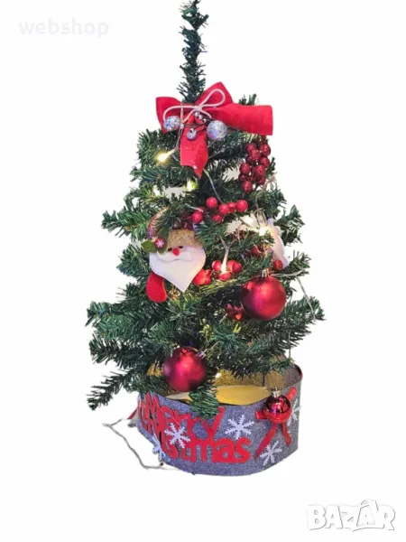 Комплект Коледно дръвче + Украшения + Лампички, Височина 60 см, снимка 1