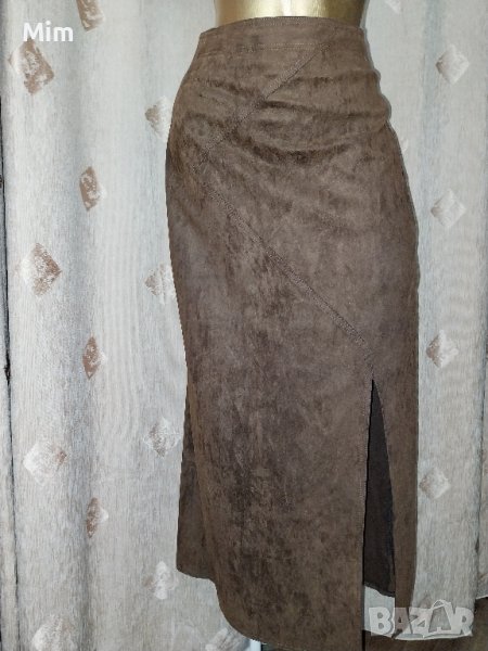 DIDI M Кафява велурена дълга пола с цепка @, снимка 1