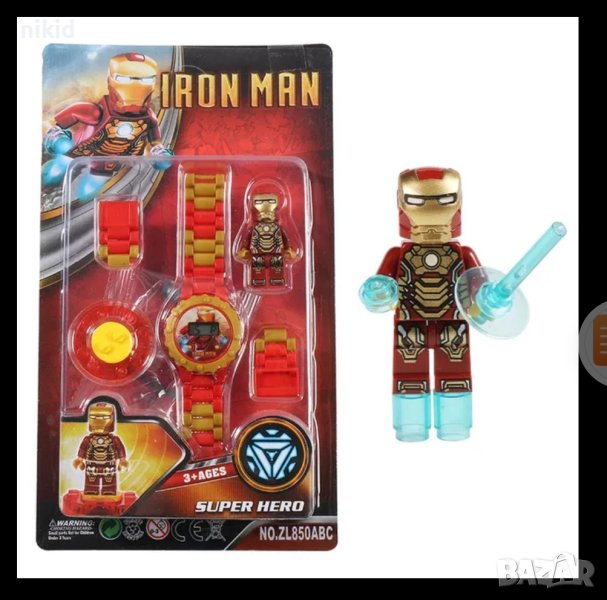 Железният Човек Iron Man етски часовник конструктор с човече фигурка, снимка 1