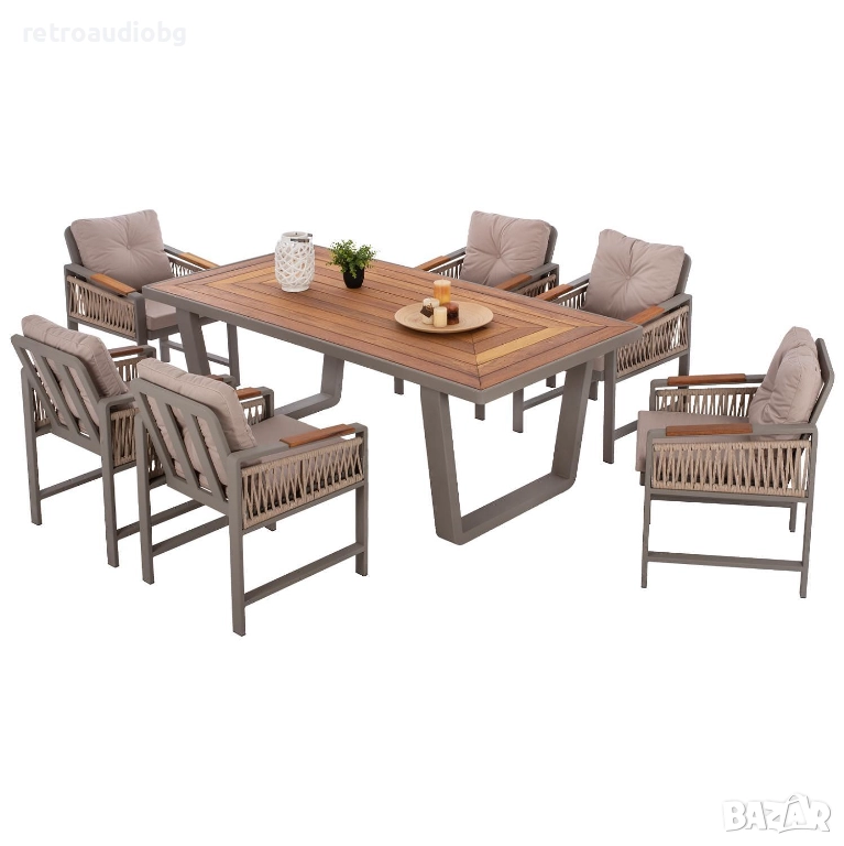  Градински трапезен комплект ГЕНОА маса 200x100 с 6 фотьойла, снимка 1