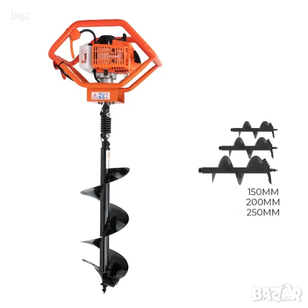Префесионален Свредел за дупки Ruris TT14, 3к.с, Мотор TEZ, 3 бургии с диаметър 150/200/250, снимка 1