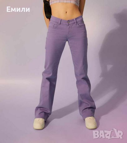 H&M нов дамски панталон с ниска талия и клоширани крачоли в лилав цвят р-р S (EU 38), снимка 1