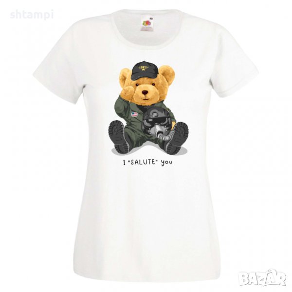 Дамска тениска bear I SALUTE you,Мече,Меченце,Животно, Играчка,Изненада,Подарък,Повод,, снимка 1