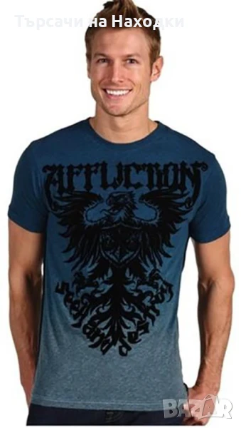 Мъжка тениска Affliction Employ Seek & Destroy Blue синя L Large, снимка 1