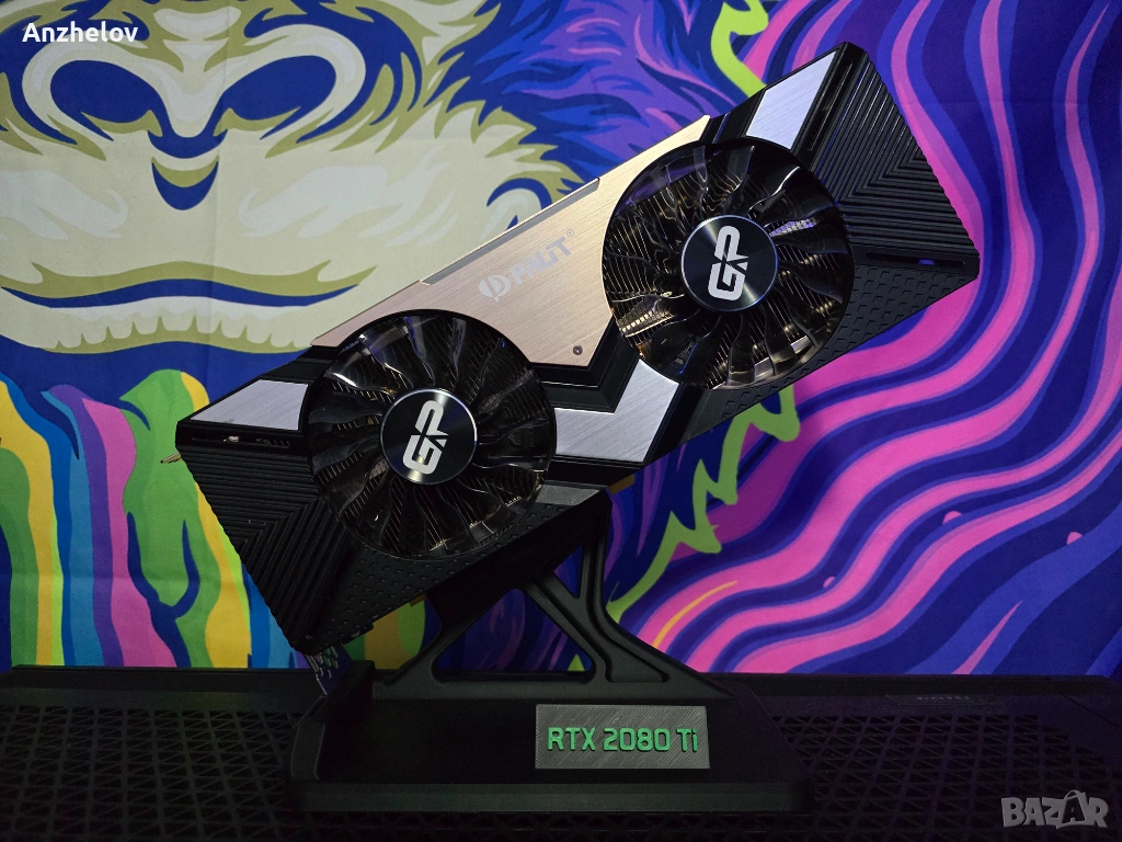 RTX 2080 Ti със стойка за декорация, за части, GPU Nvidia, 11gb, украса, подарък, снимка 1