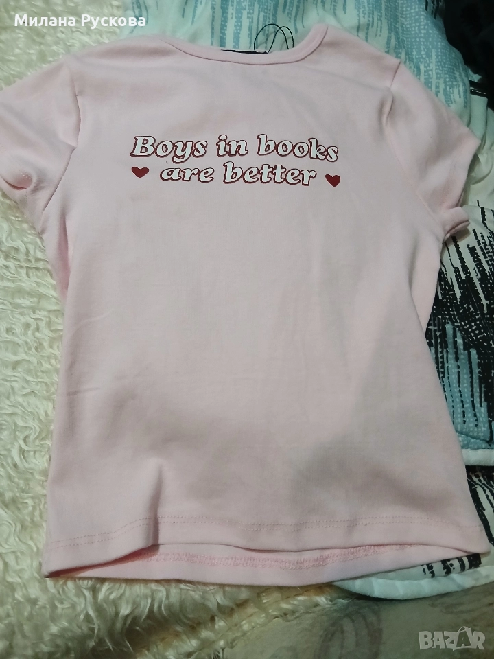 тениска xs Розова с надпис, снимка 1