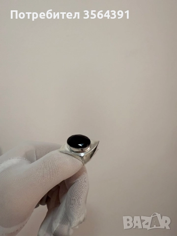 Сребърен пръстен с черен оникс, снимка 6 - Пръстени - 52745439