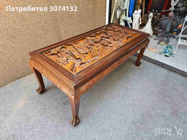 Уникална Китайска холна маса с дърворезба, снимка 5 - Маси - 51552737