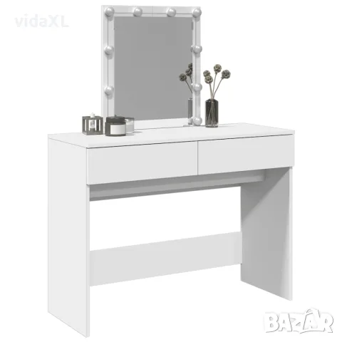 vidaXL Тоалетка с LED, бяла, 100x40x130 см, снимка 4 - Тоалетки - 56148273