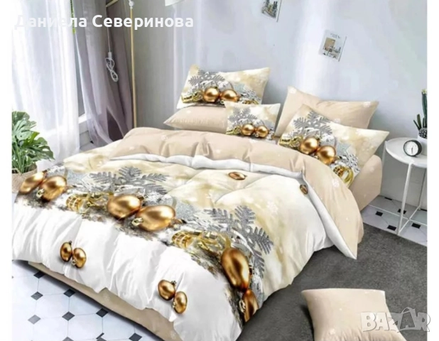 Двулицев коледен спален комплект (Реално изображение) 6 части , снимка 3 - Спално бельо - 52411927