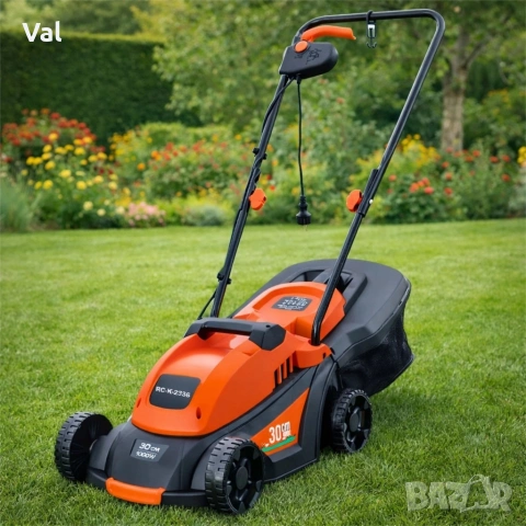 Мощна и лека електрическа градинска косачка 1000W, Кош за трева 35L, Регулируема височина