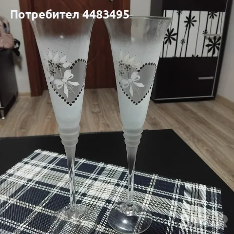 Сватбени чаши кристал , снимка 4 - Сватбени аксесоари - 56350076