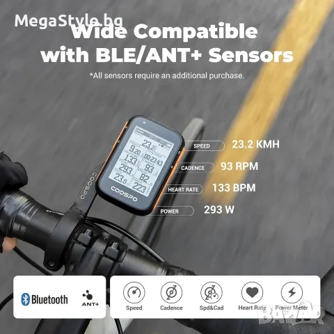 Велокомпютър Coospo BC200, GPS, водоустойчив, 36 часа живот на батерията, 2.6" LCD, снимка 8 - Аксесоари за велосипеди - 55751583