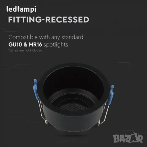 Луна За Вграждане Черна Кръгла, снимка 2 - Лед осветление - 50111903