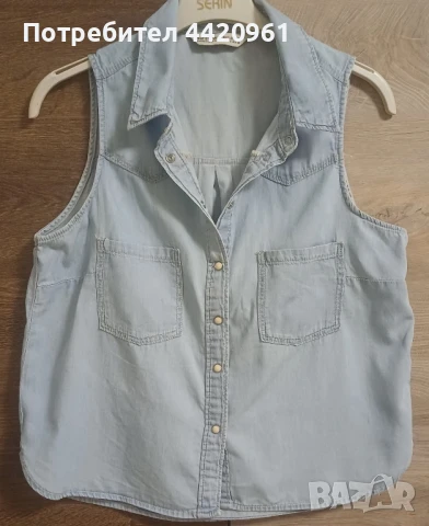 Дънкова риза без ръкав