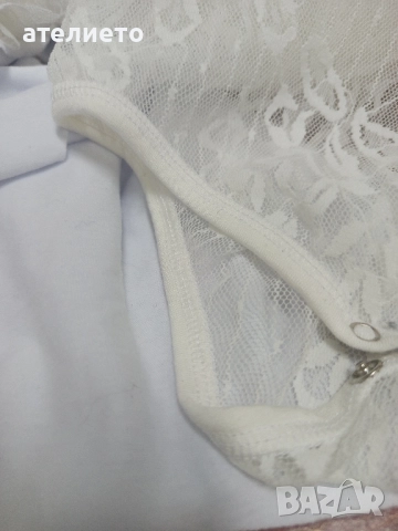 дантелено детско боди цвят екрю ,айвъри, снимка 6 - Бодита за бебе - 52307140