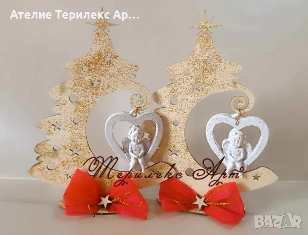 Коледен подарък 3Д елха с ангелче 