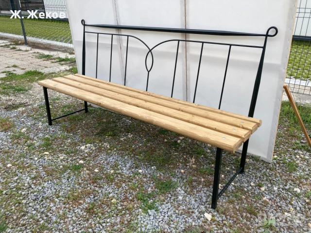 Две красиви пейки - здрава метална конструкция и естествено дърво, снимка 3 - Градински мебели, декорация  - 53905220