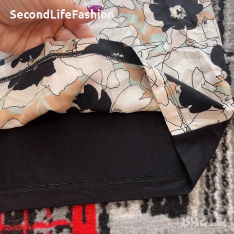 Рокля Sonia Rykiel миди кройка с цветя памук-полиестер размер M черна права кройка, снимка 4 - Рокли - 53223539