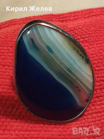 ШАРМАНТЕН РЕГУЛИРУЕМ ПОСРЕБРЕН МЕДЕН ПРЪСТЕН с ОГРОМЕН ШЛИФОВАН КРАСИВ АХАТ 44112, снимка 9 - Пръстени - 46505115