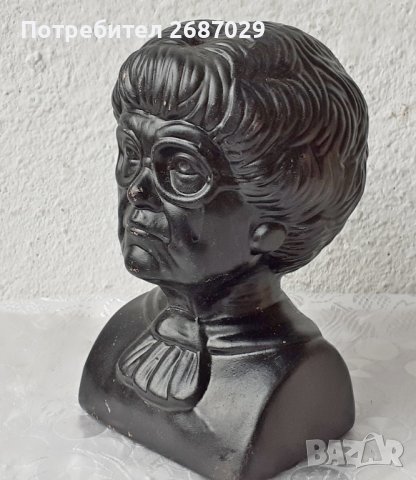 Бюст - глава жена с очила керамика, снимка 2 - Статуетки - 37586967