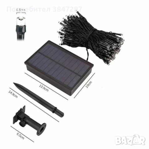 Соларни коледни лампички 12 метра , 100 лампи 5 програми , 4 цвята по избор, снимка 5 - Соларни лампи - 52287375