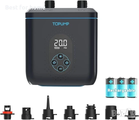  TOPUMP Електрическа ,акумулаторна, двустепенна помпа за SUP със 7 дюзи 
