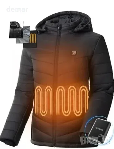 Дамско отопляемо яке VESTEGO, черно, 6 зони, батерия 12 V, 20 000 mAh, снимка 4 - Други стоки за дома - 56011770