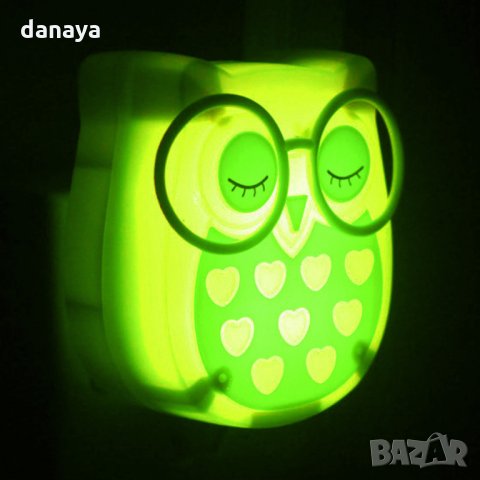 530 Детска нощна лед лампа за контакт Бухалче лампа за стена с копче 1W, снимка 11 - Друга електроника - 32119291