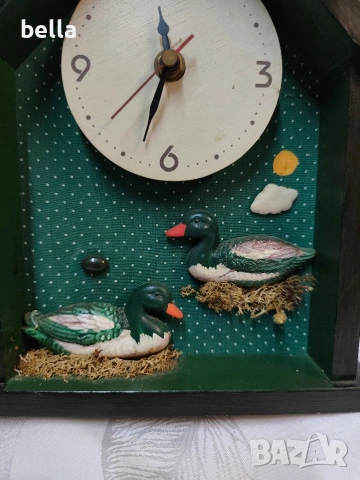 Уникален стенен часовник тип „shadow box“ в битов стил с патици, снимка 2 - Антикварни и старинни предмети - 54244095