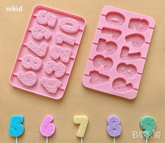 цифра цифри числа от рози силиконов молд форма за направа на близалки на клечка свещ, снимка 5 - Форми - 45053788