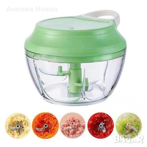 Механичен пластмасов ръчен чопър с въже за смилане на храна, снимка 2 - Други - 51471904