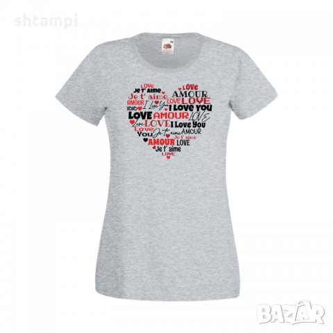 Дамска тениска Свети Валентин Love Word Heart, снимка 3 - Тениски - 35648244