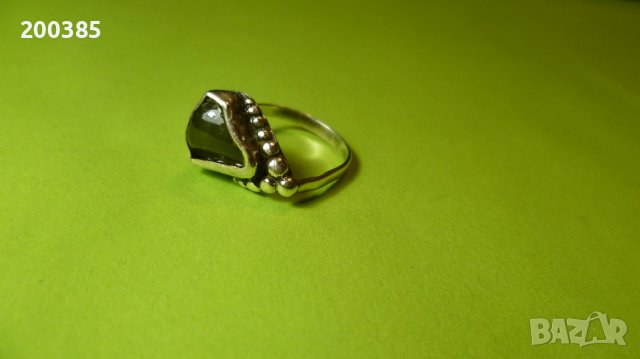 Старинен сребърен пръстен с естествен камък, снимка 1 - Пръстени - 40387732