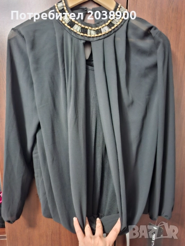 Дамска черна блуза, снимка 4 - Блузи с дълъг ръкав и пуловери - 52669065