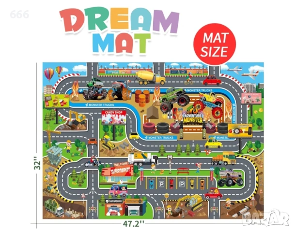 Многоцветна постелка за игра 120см / 80см, снимка 3 - Други - 54282098