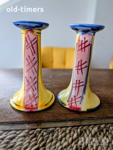 Винтидж керамични свещници – Ръчна изработка, Средиземноморски стил, снимка 3 - Декорация за дома - 53296571