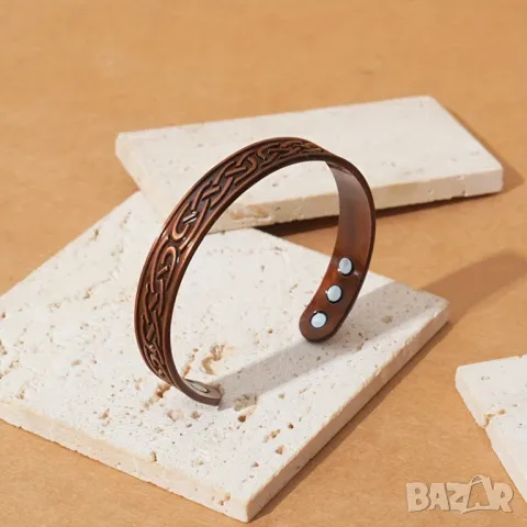 Медна магнитна гривна, снимка 3 - Гривни - 49745287