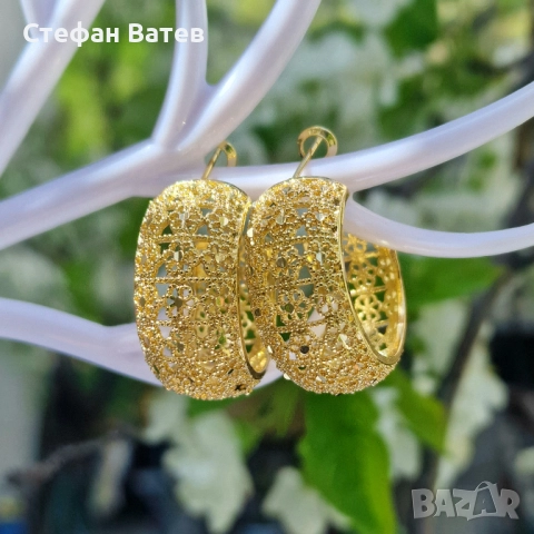 Обици „Golden Lace Maxi“ – медицинска стомана с 18К позлата